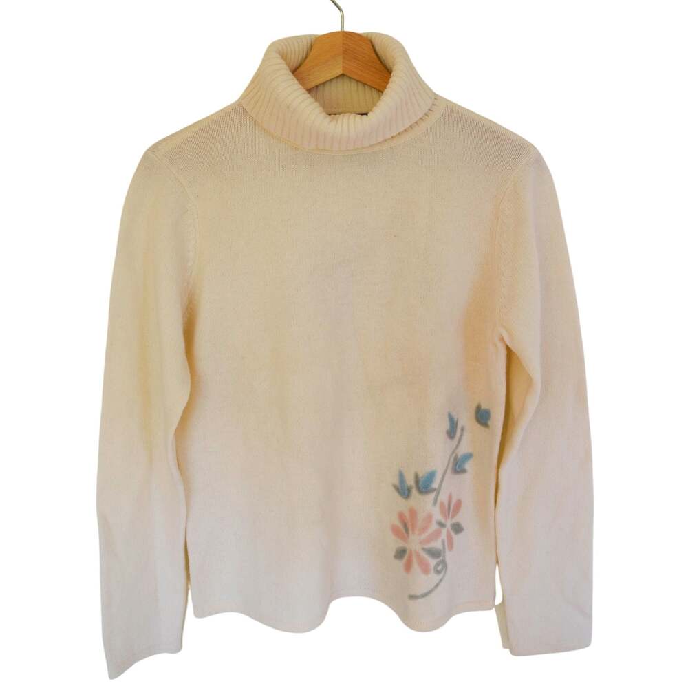 Cream Lambswool Sweater Floral Detail